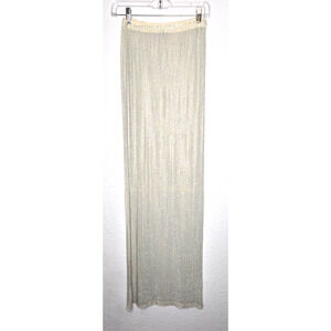 Kikiriki Womens Maxi Skirt Small Ivory Embellished Rhinestone Mesh Glam Sheer